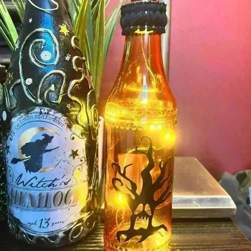 NEW Light Up - Halloween Spooky Tree Apothecary Spell Jar - Potion Bottle Art